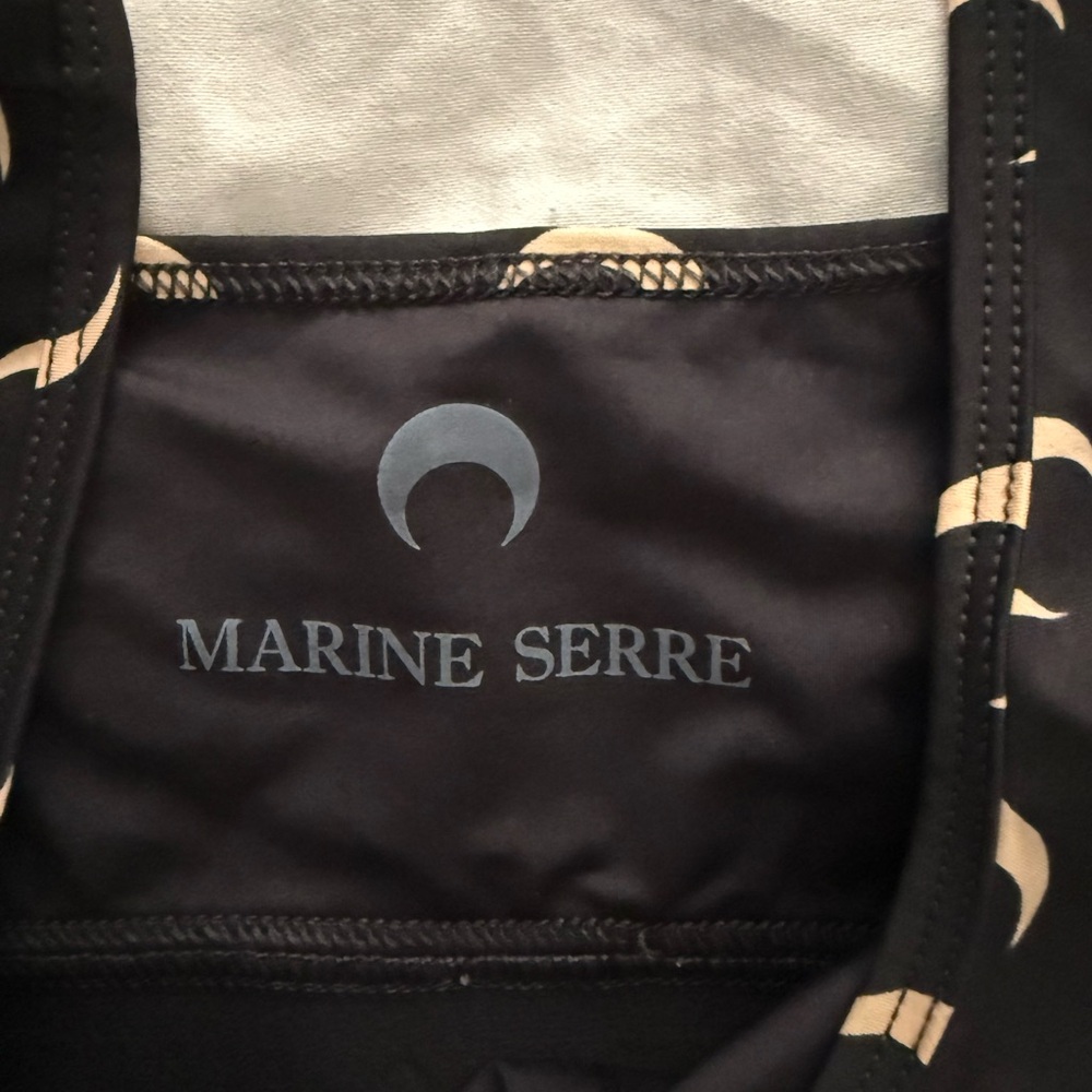Marine Serre Black and Cream Crescent Sports Bra - Picture 2 of 5